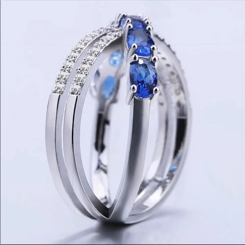 New Beautiful 925 Silver Sapphire Ring - Picture 6 of 6